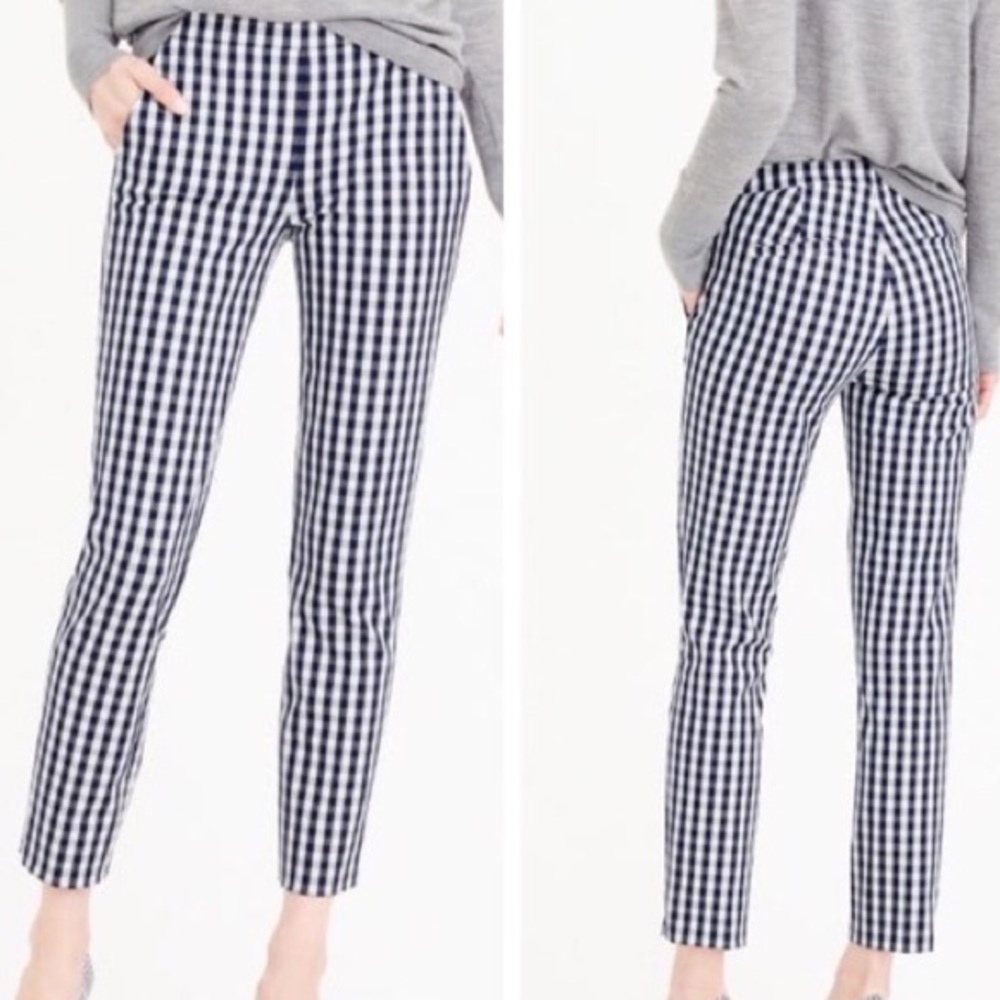 J. CREW Navy Gingham Martie Pants (Like New!)